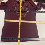 Bit & Bridle  Women’s Wine Studded Sweater‎ Size Medium Long Sleeves V Neckline Photo 5