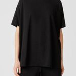 Eileen Fisher  Black Short Sleeve Loose Tunic Dolman Sleeve Crewneck Tee Shirt M Photo 3