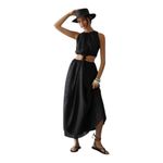 Anthropologie  Faithfull Linen Front Knot Maxi Dress Black Large New Photo 1