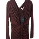 Halston Heritage Halston Merlot Burgundy Jersey Tunnel Tie Cocktail Gown Size 10 NWT Photo 3