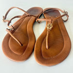 Tory Burch  Emmy Royal Brown Leather Thong Sandals Women's Size 7.5 Photo 0