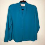 Country Sophisticates Pendelton Turquoise Silky Blouse Sz 12 Blue Photo 0