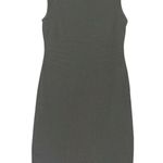 Cache  Day Dress Lined Stretch Sz 12 Dark Gray pLeather Trim Jersey Knit Photo 1