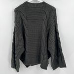 Zenana Outfitters ‎ Wide Bell Sleeves Sweater Crew Neck Pullover Gray Cable Knit Size Small Photo 7