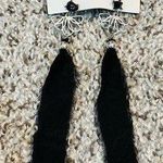 Free People  BLACK RIBBON LULU DANGLE POST EARRINGS SILVER BUTTERFLY TOPS NWT Photo 0