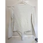 INLYRIC Bodysuit‎ Deep V Neck Long Sleeve Thong Snap Crotch White Size M Size M Photo 3