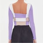 Forever 21 NWT  Crop Top Womes L Pastel Purple Ribbed Patchwork Colorblock Retro Photo 1