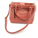 Nicole Miller Quilted Satchel Handbag Coral Pink Top Handle Crossbody Strap Photo 2