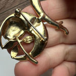 Signed ORA Daughter Of The Nile Scimitar & Rose Brooch Pin Rhinestone Vintage Gold Photo 8