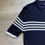 Mango MNG Striped Fine Knit Short Sleeves Top Size L Navy Blue And White Photo 4