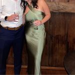 Petal and Pup  Grasie Olive Green Satin Halter Maxi Dress 2 Photo 0