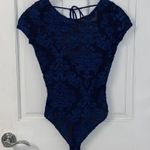 Haute Monde NWOT Floral Velvet And Mesh Bodysuit Photo 2