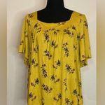 Lucky Brand - Women Square Neck Floral Top Mustard Yellow Size XL Photo 1