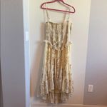 Free People Alejandra Yellow Floral Print Ruffle High Low Smocked Midi Dress Photo 3