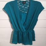 ⭐️ Emerald green lace flowy neckline blouse teal Size M Photo 0