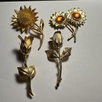 Flowers Lot Of 4 Brooch Pins Some Rose Flower Photo 2