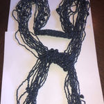 Dark Metallic Gray Black Beaded Boho Fringe Tassel Lariat Necklace Photo 4