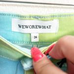 We Wore What  Tie Dye Green And Blue High Rise Raw Hem Flare Bell Shorts Photo 5