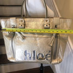 Chloé CHLOE Eclipse Oversized Ivory Silver Gold Tote Shoulder Bag Exterior Zip Pockets Photo 10