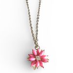 Artisan Crafted Flower Rhinestone Pendant Necklace Vintage Boho Bohemian Style Gold Photo 1