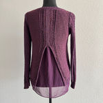 Lucky Brand Lined Sweater Womens Small Purple Metallic Back Slit Open Knit Photo 3