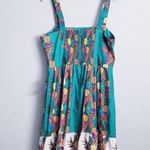 1901  Tropical Pineapple Square Neck Smocked Midi Dress Photo 4