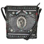 Native Horse Feather Women's Crossbody Western Messenger Purse Black Photo 0