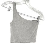 Joah Brown  One Shoulder Ribbed Gray Crop Top Single Strap Photo 1