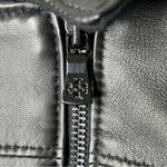 Tory Burch  Lila Tiered Black Leather Wool Contrast Jacket Size 8 Photo 6