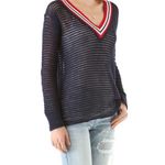 Free People  Navy V neck Sweater Photo 4