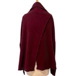 Free People  Juicy Deep Wine Waffle Knit Cowl Neck Oversized Sweater Small NWT Photo 3