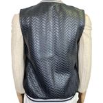 Vintage Alexandra Collection Womens Vest Faux Leather Chevron Black White Small Photo 7