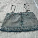 ZARA retro denim skirt cut off spaghetti strap crop top XS NWT Photo 4