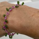 Handmade Beaded pink floral bracelet, Artisan handcrafted, new Photo 3