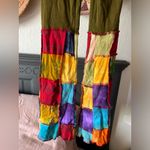 rising international BoHo patchwork bell bottom stretchy pants XXS/XS Green Photo 7