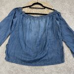 Cloth & Stone  Women’s Denim Off Shoulder Chambray Blouse Top Longsleeve Size L Photo 6
