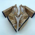Jimmy Choo  Gold Metallic glitter Joya Block heel strappy sandals 38 Photo 2