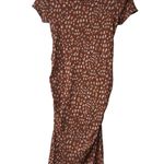 Isabel Maternity Brown Animal Print Short Sleeve Dress Photo 0