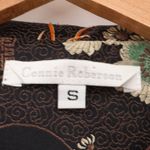 Vtg Connie Roberson Brocade Floral Blazer Jacket Womens Silk Blend Button Size S Black Photo 2