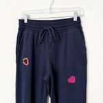Lou & grey [LOFT]  Navy Blue Embroidered Heart Print Jogger Sweatpants Sz Small S Photo 4