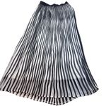 Ny Collection  Black & White Striped Pleated Midi Skirt Elastic Waist Size Small Photo 2