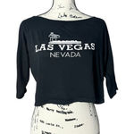 ZARA  Trafaluc Black Las Vegas Nevada Graphic Crop Top Size S 3/4 Sleeve Cotton Photo 0
