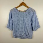 Evereve  Womens Evelyn‎ Cotton Eyelet Top in Light Blue Sz S Spring Pastel Casual Photo 3