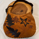 Bisou Bisou  Michele Bohbot genuine tan suede small shoulder purse with leaves Photo 0