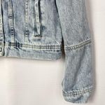 Free People  Blue Acid Wash Denim Trucker Jacket M Photo 4