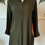 SAACHI Olive Green Embroidered Tunic Top – 2XL – Boho Floral, Pockets Size 2X Photo 0