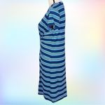Kenneth Cole blue and white striped, twist front t-shirt dress. Size Small. EUC Photo 5