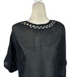 Chico's New  Black Floral Crochet Applique Open Knit Short Sleeve Sweater Size XL Photo 6