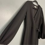 Madewell  Textured Faux Wrap Dress Balloon Sleeve Black Mini Women’s Small Photo 2