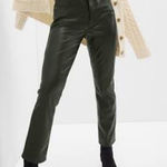 Gap Vintage Slim High Rise Vegan Faux Leather Pants Green Mistletoe size 4 Photo 0